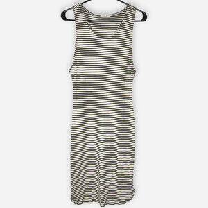 Viola Womens Dress Medium Cream Black Stripe Ribbed Racerback Tank Bodycon